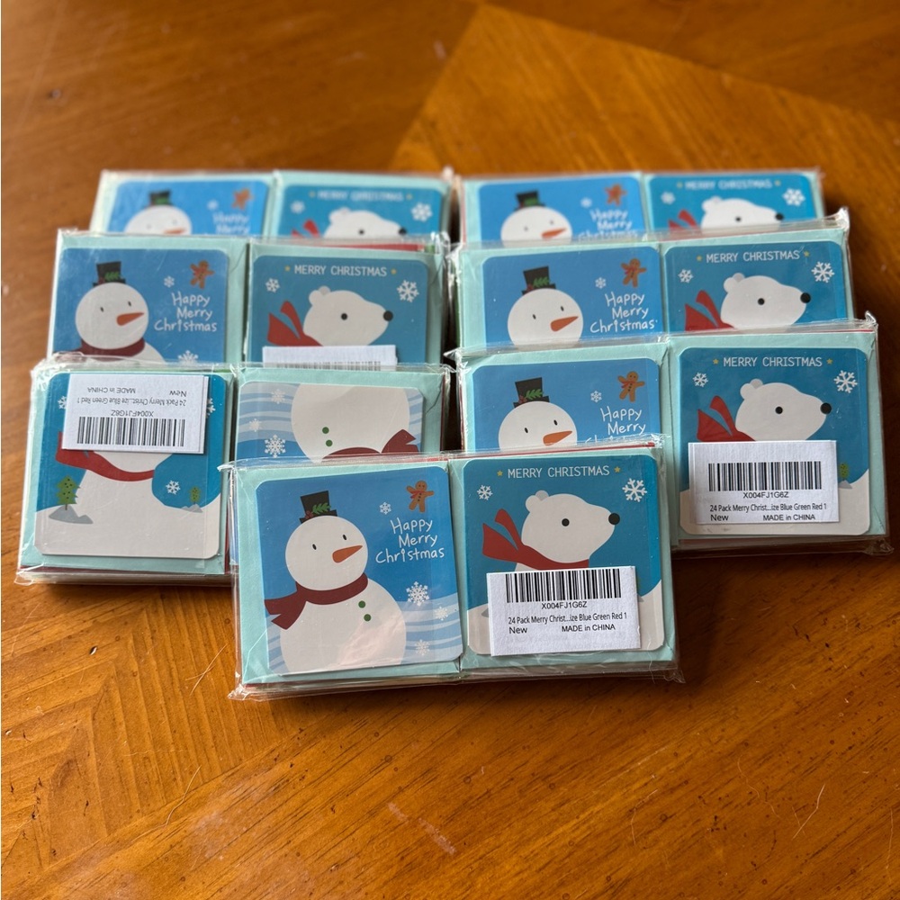 Christmas Snowman Greeting Cards 7 packs of 24 cards each. Sold as one Lot